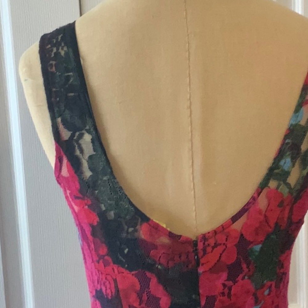 Tracy Reese Red and Black Floral Midi Dress - Picture 7 of 16